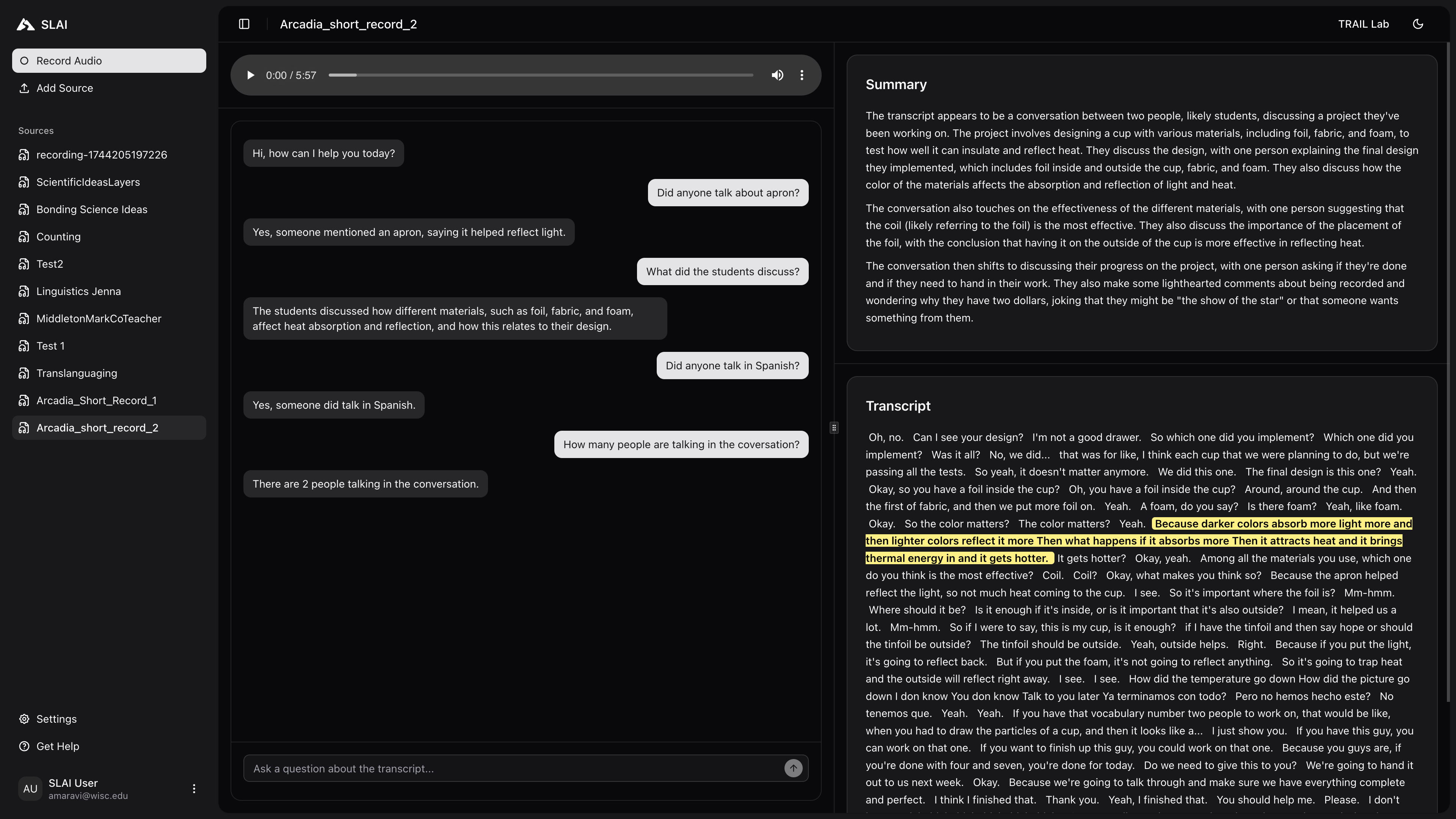 SLAI: Bridging Science and Language using AI